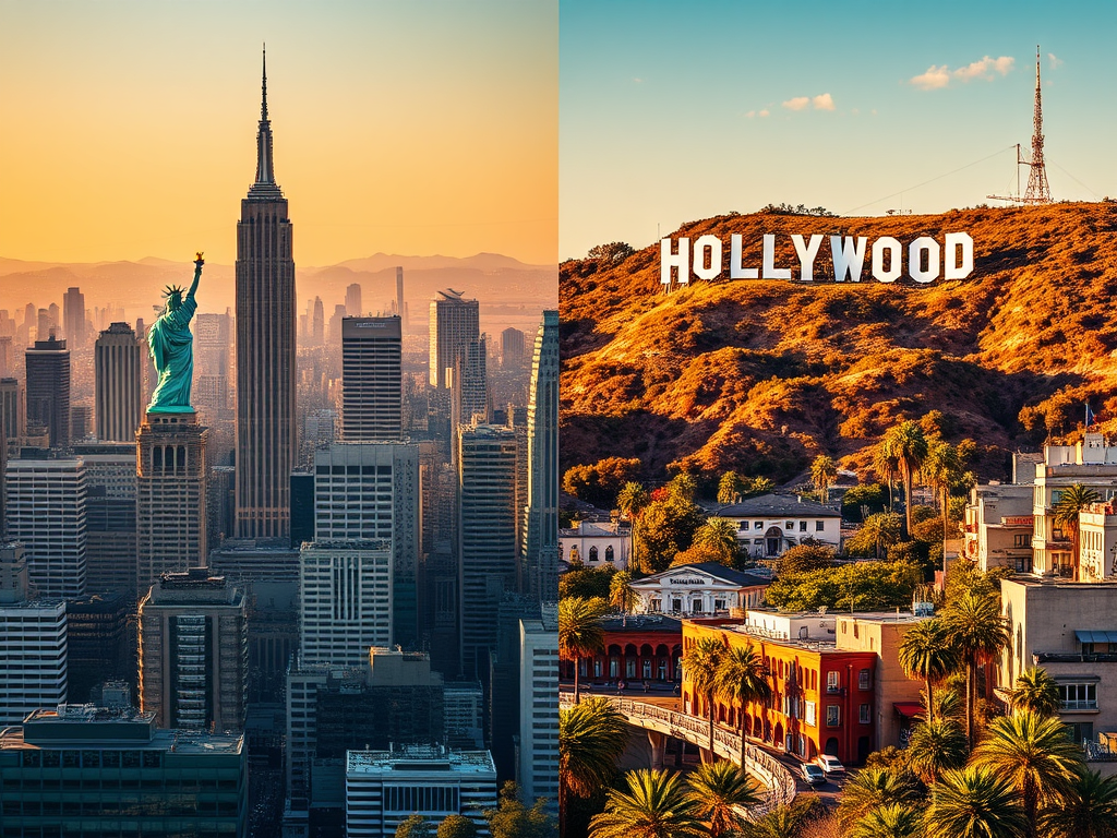 Podcast episode comparing lifestyle differences between New York and Los Angeles.